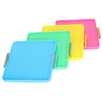 HEEPDD 4Pcs Nail Board Toy, Rubber Band Pegboard Set for Kids Educational Math Learning, with Round Smooth Corners and Durable Plastic, Fun Teaching Aids for Classroom or Home