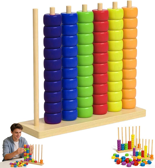 Color Matching Stacking Ring Puzzle Game for 2 Players, Fast Pattern Challenge Tabletop Brain Game with Racks, Rings & Cards for Family Fun and Strategy Lovers (1 Pack)