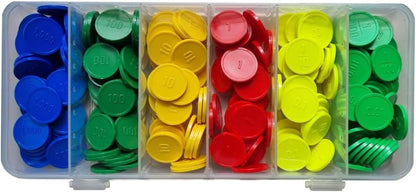 Place Value Disks, Set of 120 Hundreds Tens and Ones, 100 10 1, Recycled Plastic Math Counters - plavalmat®