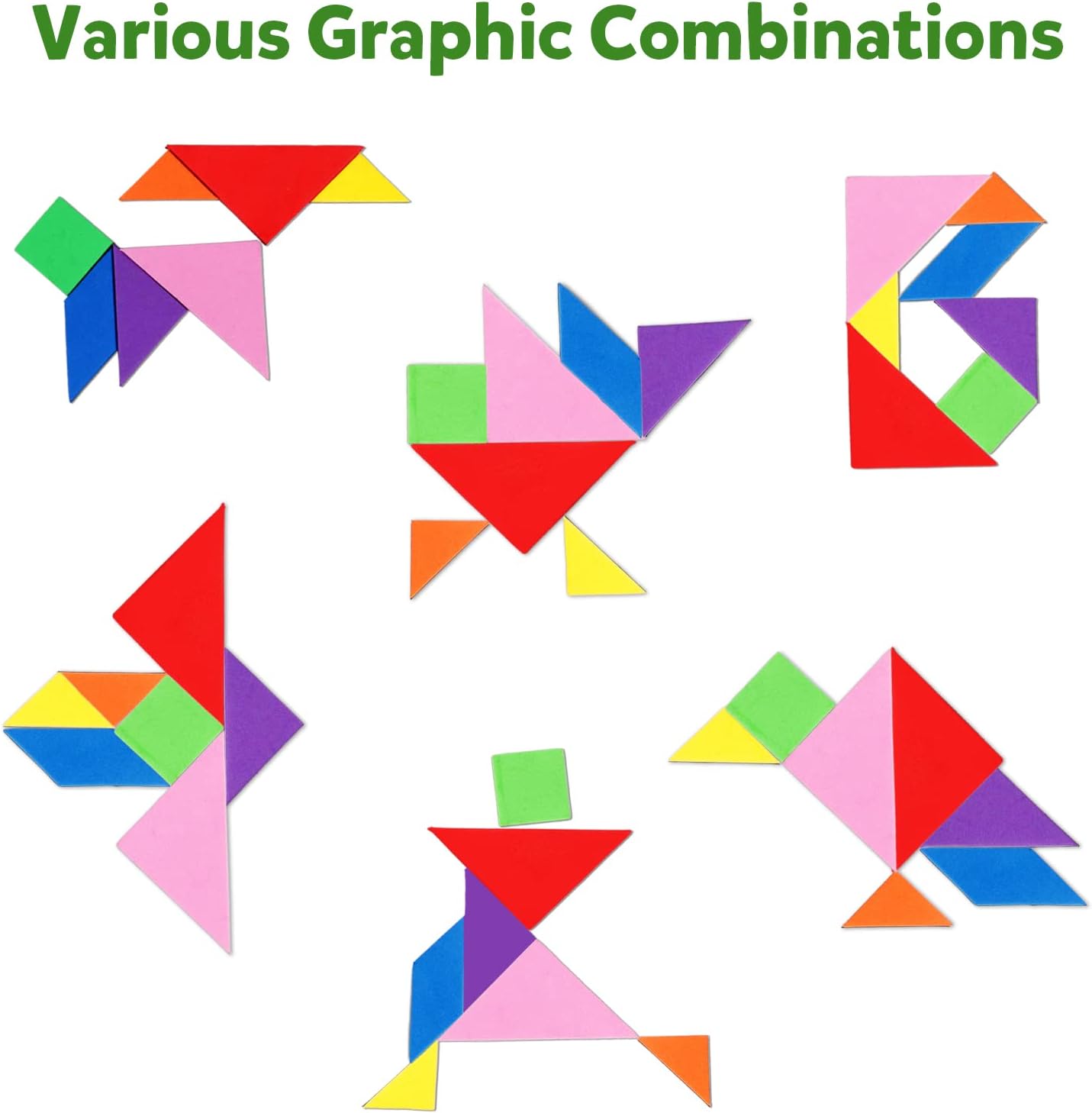 Travel Tangram Puzzle Magnetic Puzzle Book Game Road Trip Game Jigsaw Shapes Dissection STEM Games with Solution IQ Educational Toy for Kid Adult Challenge Brain Teasers 368 Patterns(2Pcs Tangrams)