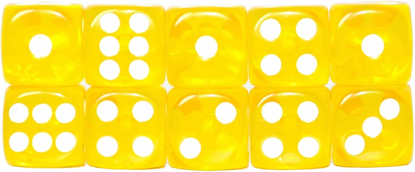 SmartDealsPro 10-Pack D6 Six Sided 16mm Transparent Dice Die for DND, MTG, RPG, Tenzi, Yahtze, Bunco, Table Borad Games, Math Teaching