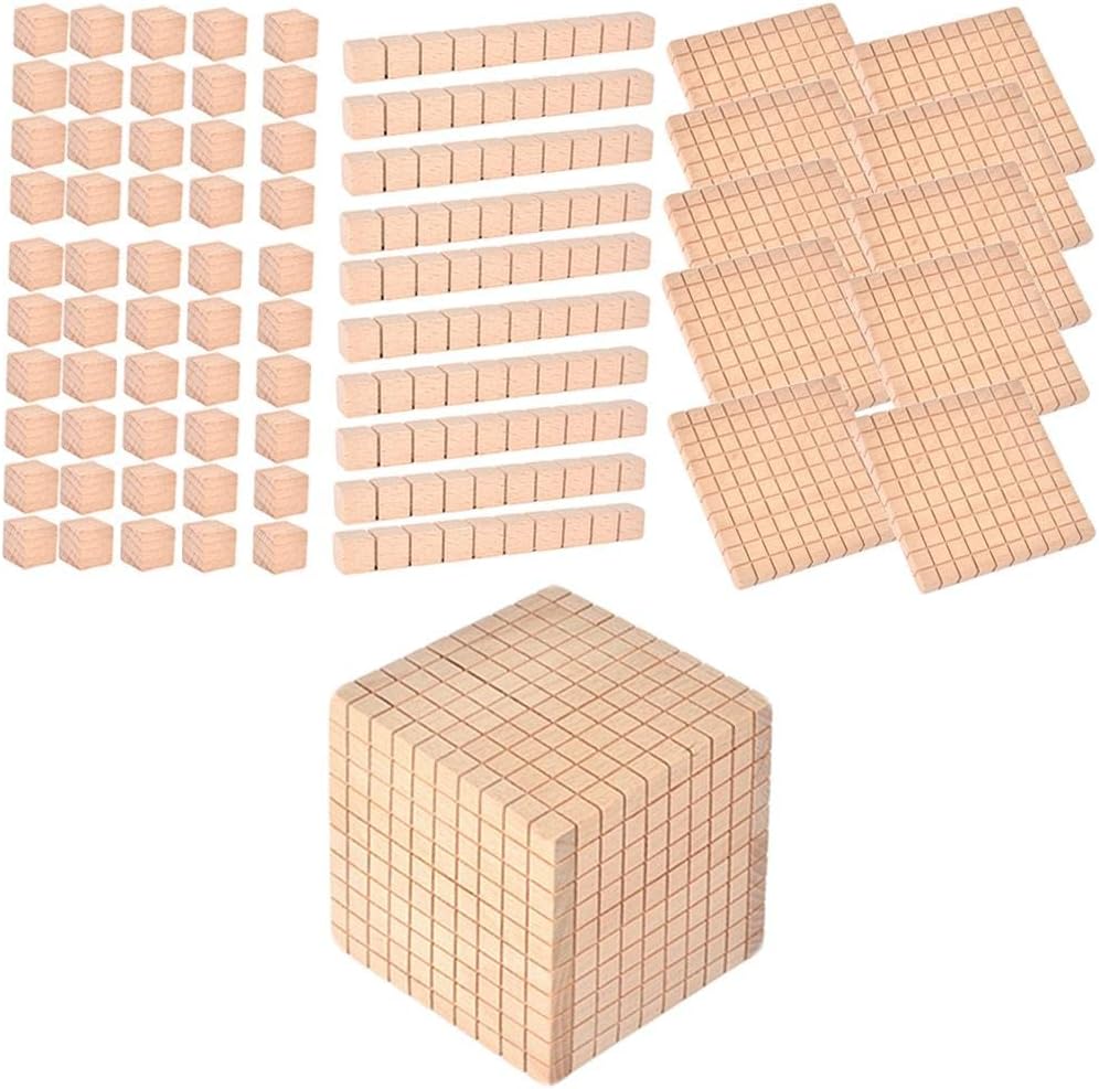 Gazechimp Montessori DIY Wooden Base Ten Blocks Math Manipulative Early Math Learning, Package C