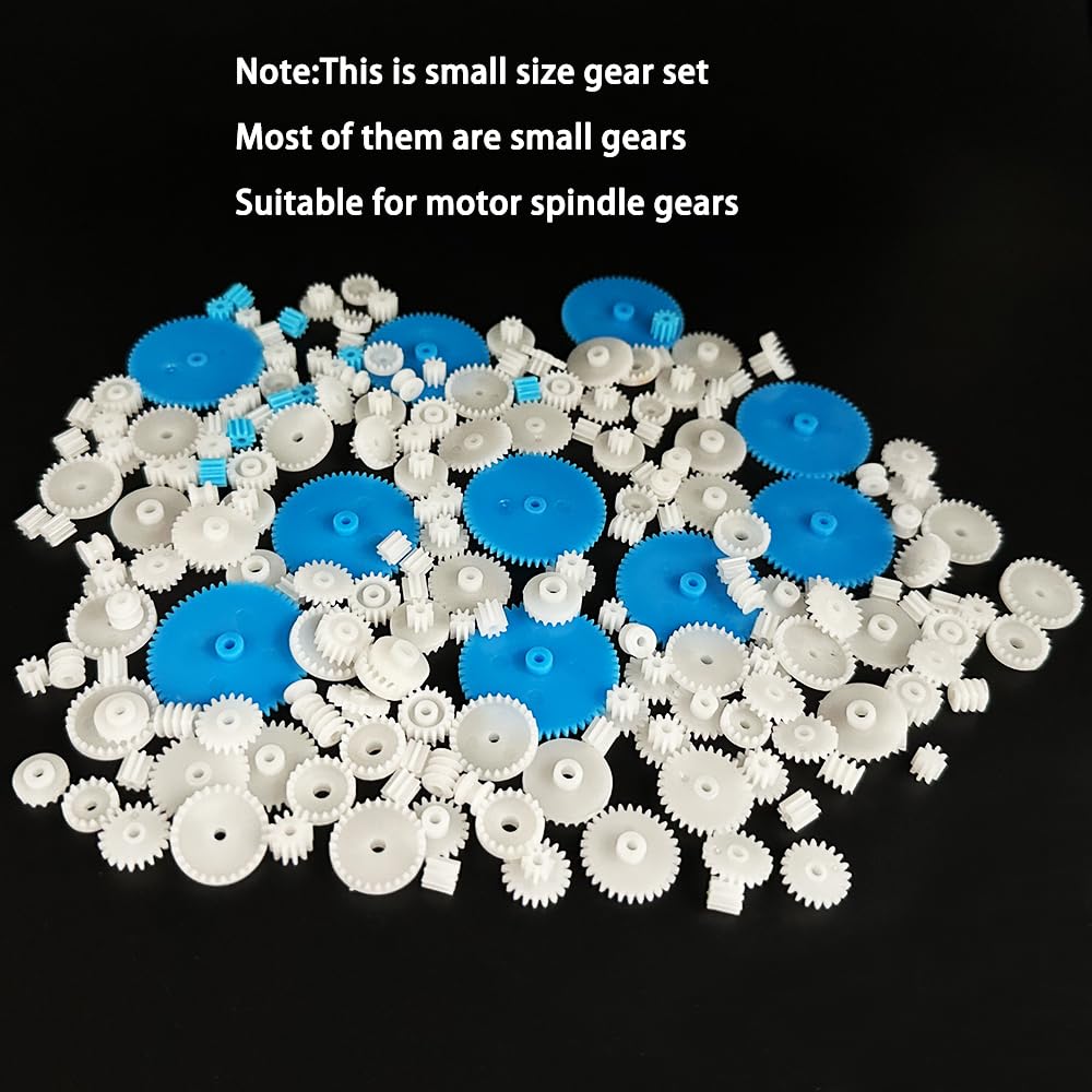 200PCS Module 0.5 Plastic Gear Single Gear Spindle Gear Small Motor Gears for DC Motor RC Car Robot DIY Model Toy Parts (White)