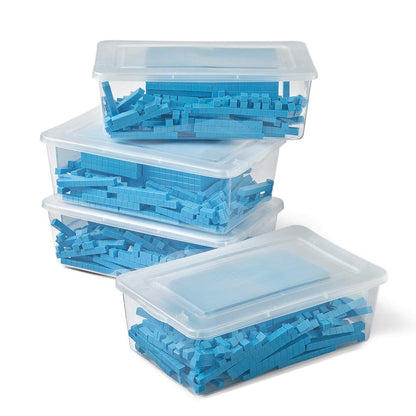 hand2mind Blue Plastic Base Ten Blocks Complete Classroom Set, Place Value Blocks, Counting Cubes, Math Blocks Kindergarten, Manipulative Kit for Mathematics for Elementary Teachers (Set of 161)
