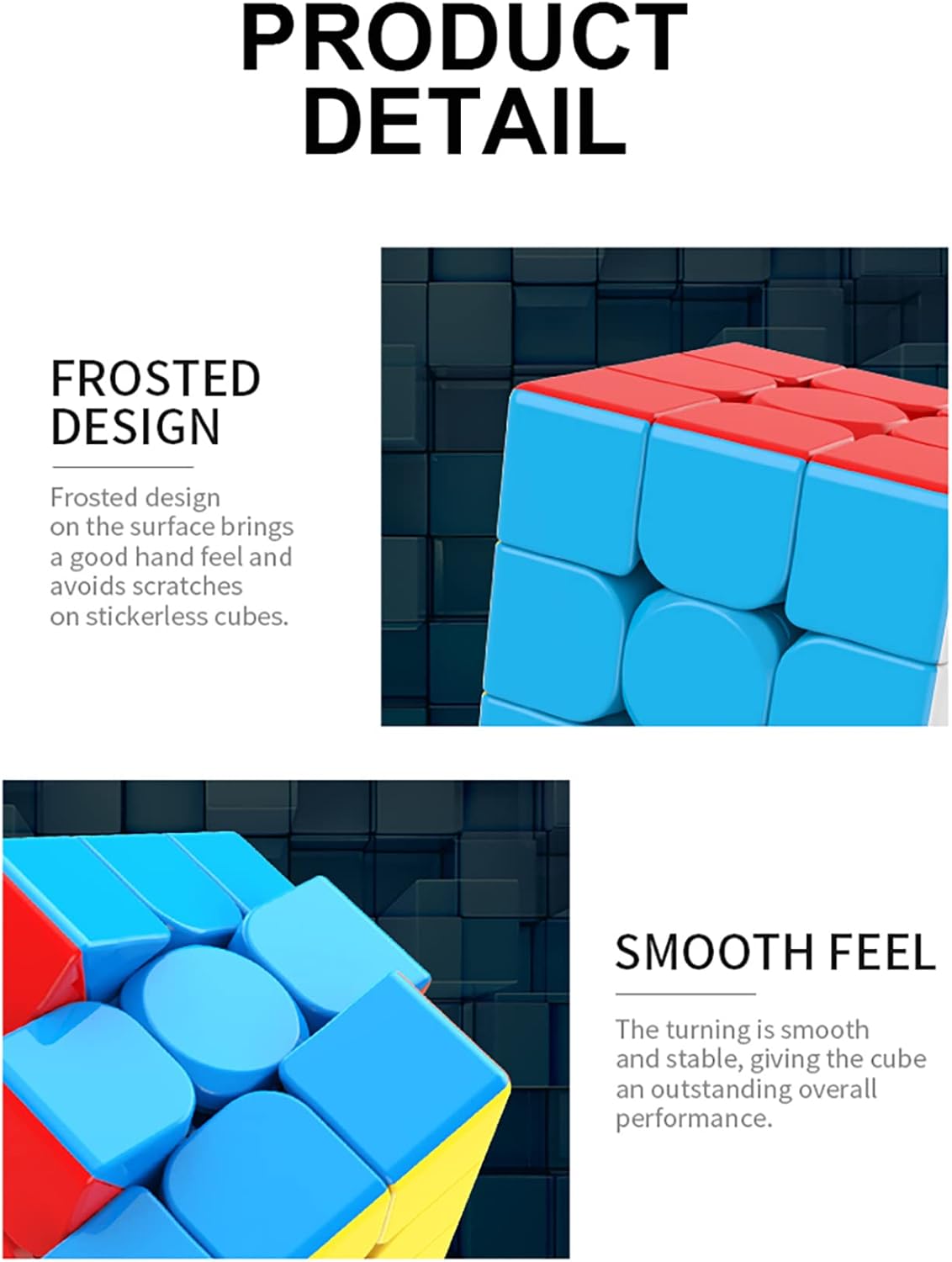 3x3x3 Speed Cube,Stickerless Magic Cube,Smooth Turning Puzzle Box with Anti-Sticky Design,The Most Educational Toy to Effectively Improve Your Child's Concentration and Responsiveness