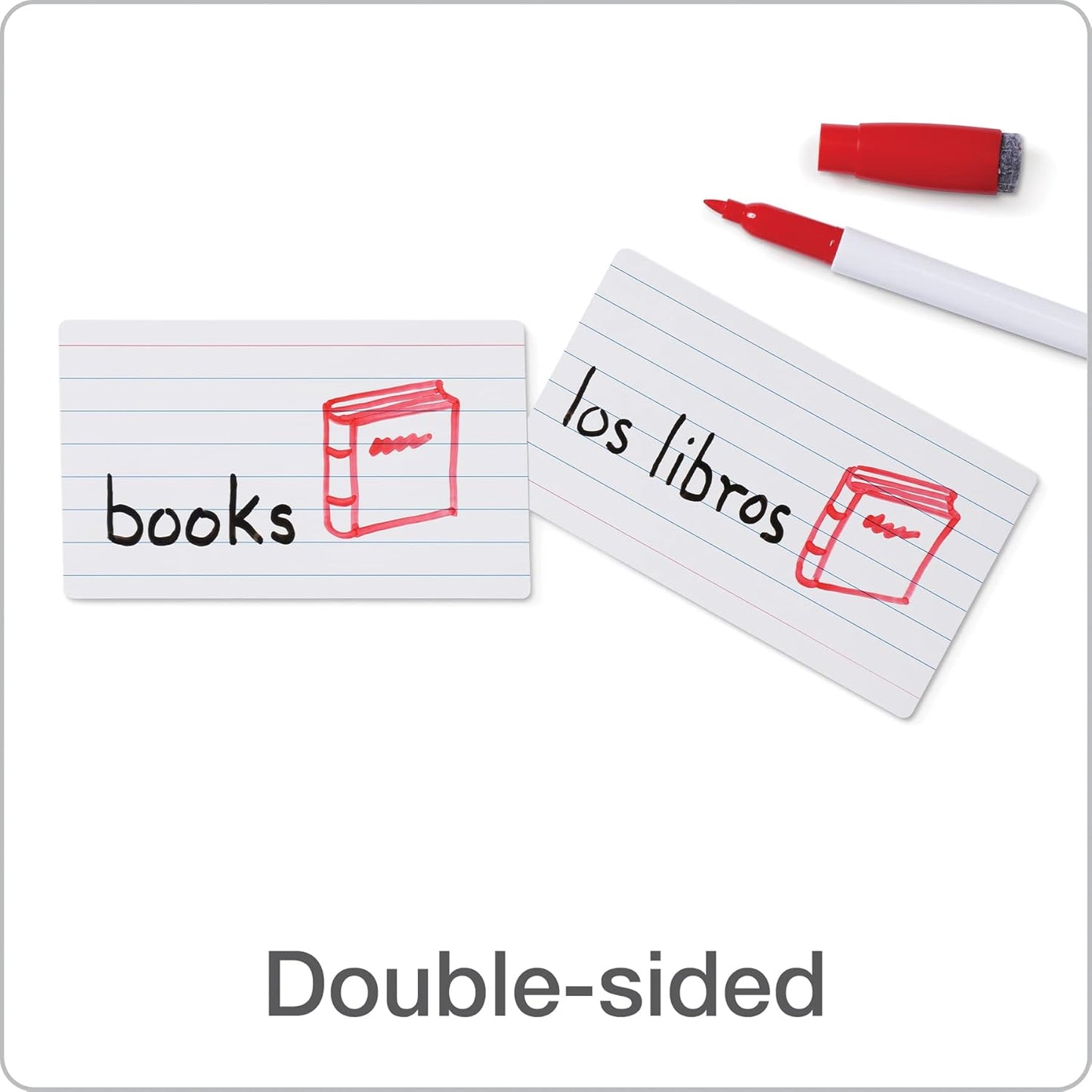 Oxford Dry Erase Index Cards, 3x5 Ruled, Reusable Flash Cards, Double Sided Dry & Wet Erase Cards for Gaming, Study or Vocabulary, 100-Pack (63512)