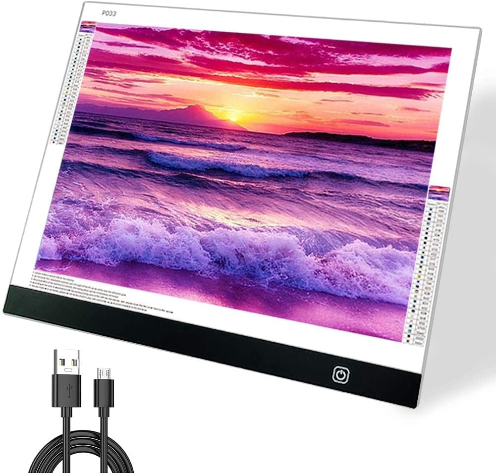 A4 Light Pad for Diamond Painting - Sponake Light Board Tracing with 3 Level Brightness Apply to Full Drill & Partial Drill 5D Diamonds Art - Craft, Sketching, Animation,Weeding Vinyl