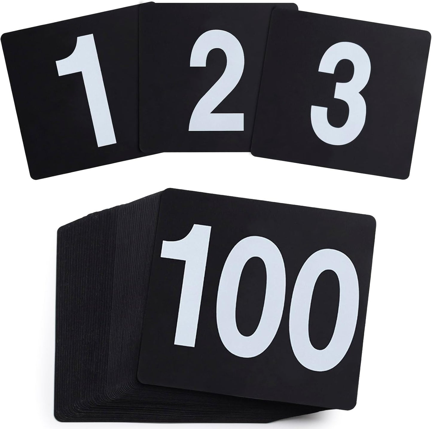 Toncoo 50Pcs Table Numbers 1-50, 3.7x4 Inch Plastic Table Numbers, Double Sided Table Number Cards - for Wedding Reception Restaurant Table Numbers Place Cards, White