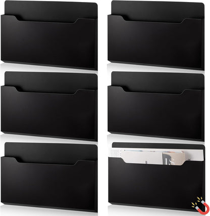 Fuutreo 6 Pcs Magnetic Wall File Organizer Magnetic Wall File Holder Refrigerator Magazine Holder for Mail Letters Paper(Aqua Green,Vertical-large)