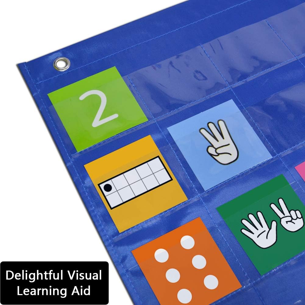 Eamay Hundreds Pocket Chart with 130 Number Cards, Number 1-100 Board Pocket Chart for Teacher Lessons in a Classroom or for Use at Home (100 Pockets)