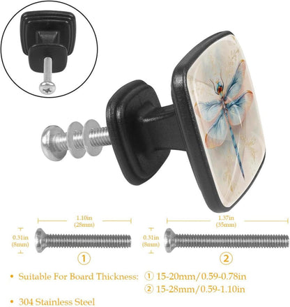4 Pack Cabinet Knobs Drawer Pulls, 30mm Round ABS Glass Drawer Hardware Growing Purple Butterflies Cabinet Handles with Screws for Dressers Kitchens Cupboard