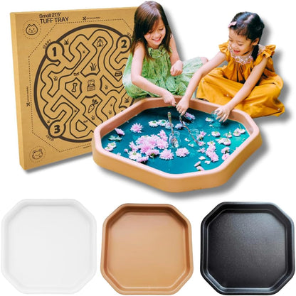 Tuff Tray 27.5” Small [Brown] Sensory Play for Kids, Toddler Sensory Bin for Sand and Water Play, Indoor Activity Sensory Tray, Outdoor Sandbox