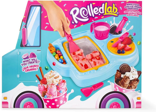 Food Truck Ice Cream Roll Maker Tray – DIY Rolled Ice Cream Maker Set for Kids & Adults – No Electricity Needed – Includes Tools & Compartments for Custom Flavors