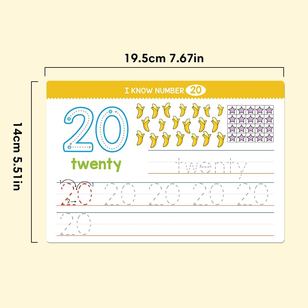 Lachilly 1-100 Double-Side Flashcards - Dry Erase Handwriting Practice Learning Tracing Number Flash Cards - Preschool Pre Kindergarten Educational Resources for Toddlers Age 3-5