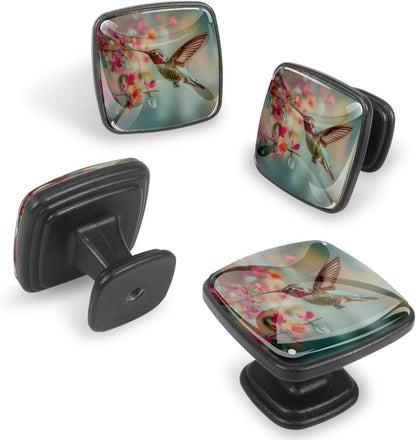 4 Pack Cabinet Knobs Drawer Pulls, 30mm Round ABS Glass Drawer Hardware Growing Butterfly Cabinet Handles with Screws for Dressers Kitchens Cupboard