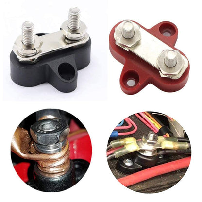 Heart Horse Bus Bar Terminal Block, Power Stud Battery Junction Post 1/4" Power Distribution Block Positive Negative for Truck RV Boat, Dual Power Stud DC 48V 250A (Red & Black Set)