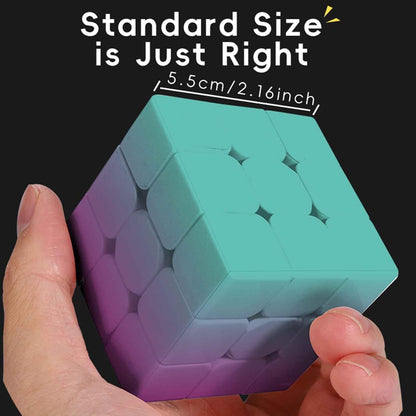 Gradient 3x3 Speed Cube, UV Printing Cube Magic Cube Educational Puzzles Toys for Kids,Beginners and Adults (Stickerless) Blue-PIink-Blue