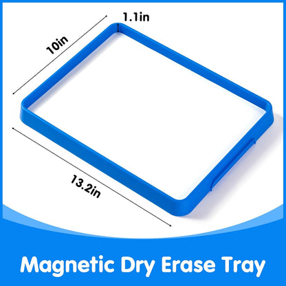 Magnetic Travel Tangram，Magnetic Dry Erase Trays，Creative Magnetic Puzzle and Brain Stimulating Toys for Kids,Kids White Boards for Learning & Play, Reusable Activity Trays（Blue）