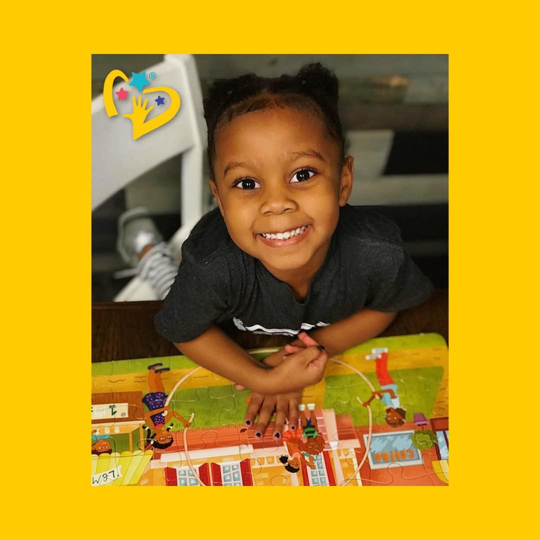 Upbounders® 48 Piece Jumbo Floor Puzzle for Kids | Barbershop Beginner Puzzle | Pretend Play & Learning Toy for Boys Girls Ages 4 5 6 | Black Brown Boy at The Barber (Multicultural)