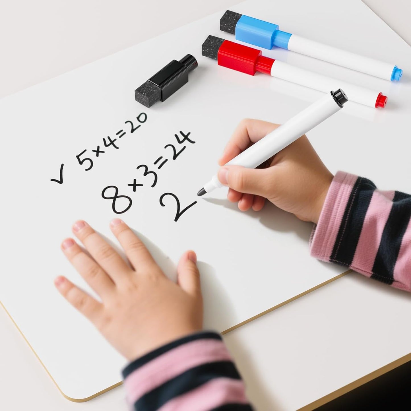 Nicpro Dry Erase Board with Lines 12 x 16 in, 2 Pack Kid Double Sided Lined White Board Dry Erase with 8 Pens, 2 Eraser, Small Learning Whiteboards for Kids, Students, Homeschool Essentials Supplies