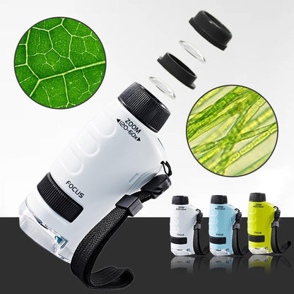 Pocket Microscope for Kids, 2026 New Educational Mini Microscope - Portable Handheld Microscope Kit for Home School Lab, Biology Science Education - Christmas Stocking Stuffers, Birthday Gifts (Green)