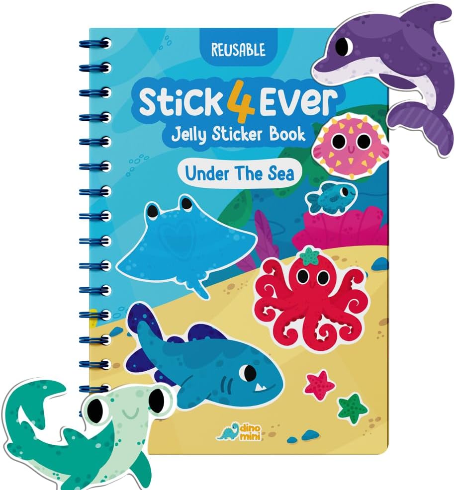 Stick4Ever Jelly Sticker Book - for Kids - Waterproof, Easy to Clean Reusable Sticker Book for Toddlers- Reusable Road Trip Activities for Kids - Stocking Stuffers for Toddlers (Wonderland)