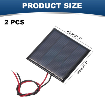 MECCANIXITY 2 Pcs 5.5V 0.44W 70mA Mini Solar Panels, Small Polycrystalline Solar Cell Panel with 2 Cable for DIY Electric Toy Materials Kits Charger, 60mm x 60mm