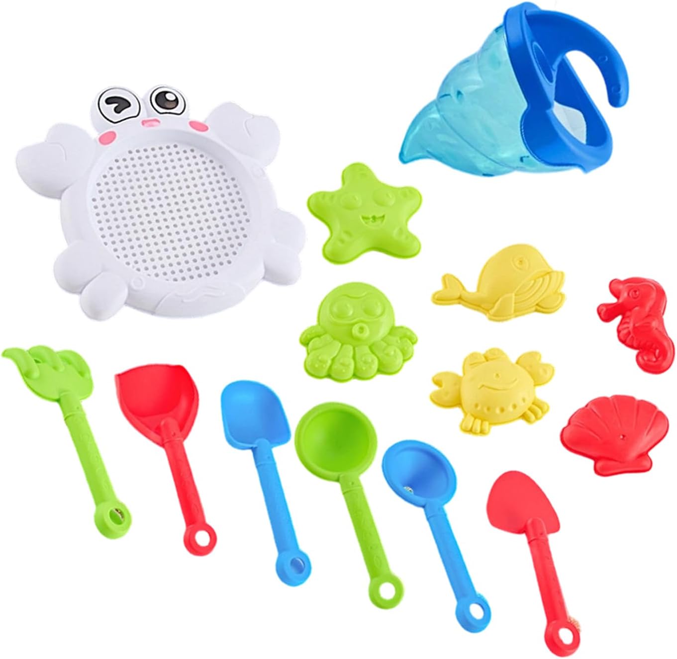 14Pcs Colorful Sand and Water Toy Set for Outdoor Beach Pool Sensory Play Activities Toddler Beach Bath Toy with Tools