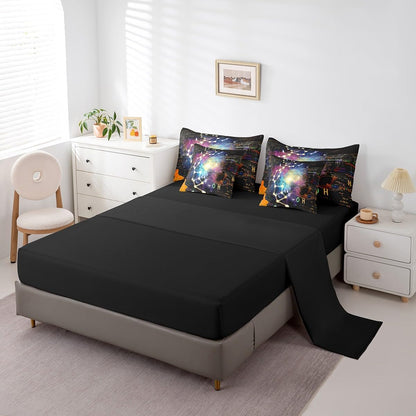 Erosebridal Chemical Equation Bed in a Bag Queen Comforter Set 7 Piece,Chemistry Bedding Sets Science Students Learning Gift Sheet Set with Comforter,Molecular Formula Education Bed Set - Colors A