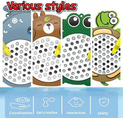 3In1 Strawberry Dolphin Turtle Magnetic Drawing Board for Kids & Toddlers with Beads and Magnet Stylus Pen - Magnetic Travel Toy for Airplane & Car Ride Activities for Kids