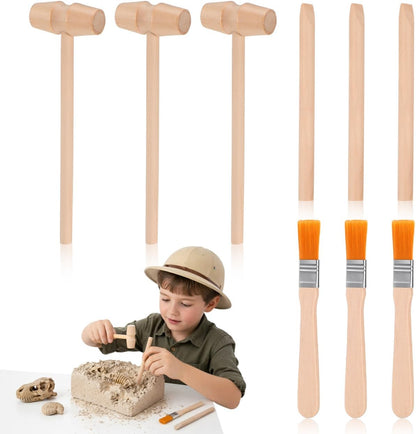 VOSAREA 3 Sets of Dinosaur Digging Tools Kids Play Learning Tools Small Digging Brush Chisel Hammer Toy STEM Science Kits