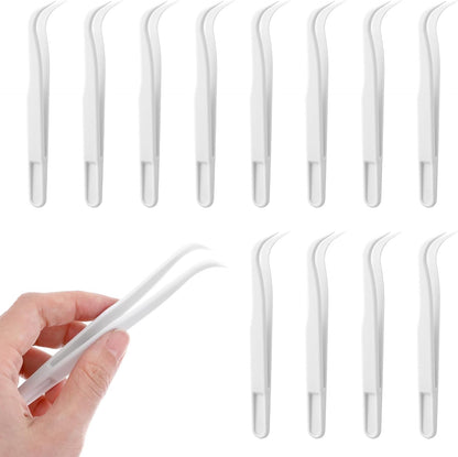 Ymapinc 12 Pcs Plastic Tweezers for Crafting, Bead Craft Tweezers, Plastic Tongs, Art Tweezer for Jewelry Making,Crafts & Baking