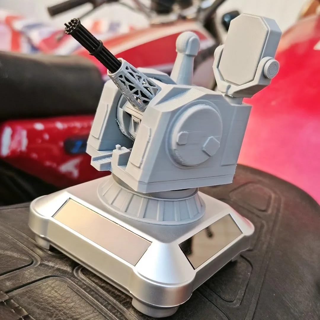 3D-Printed Solar-Powered Military Model Rotating Ornament, Great Decorative Artwork Model Gift for Home,Gift Ideal for Military Enthusiasts (Circular Radar Close-in Weapon System)