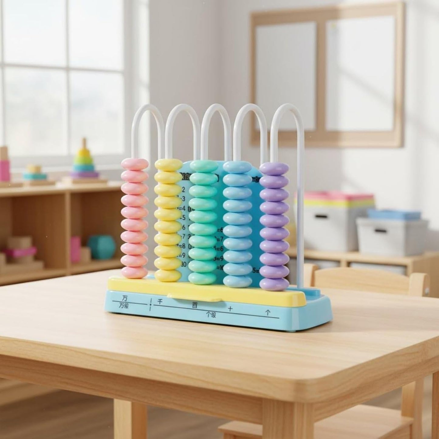 Abacus Quick Reset Children's Abacus Kids Math Counter for Preschoolers, Elementary School Students, Classroom, Homeschooling, Blue, 5 Rows
