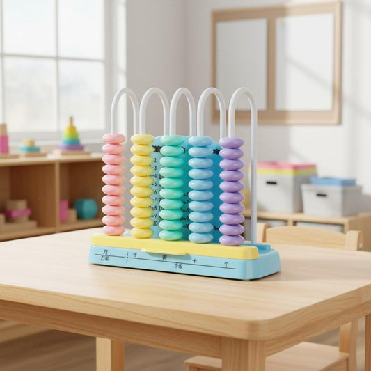 Gralara Abacus Quick Reset Children's Abacus Kids Math Counter for Homeschooling, Pink, 5 Rows
