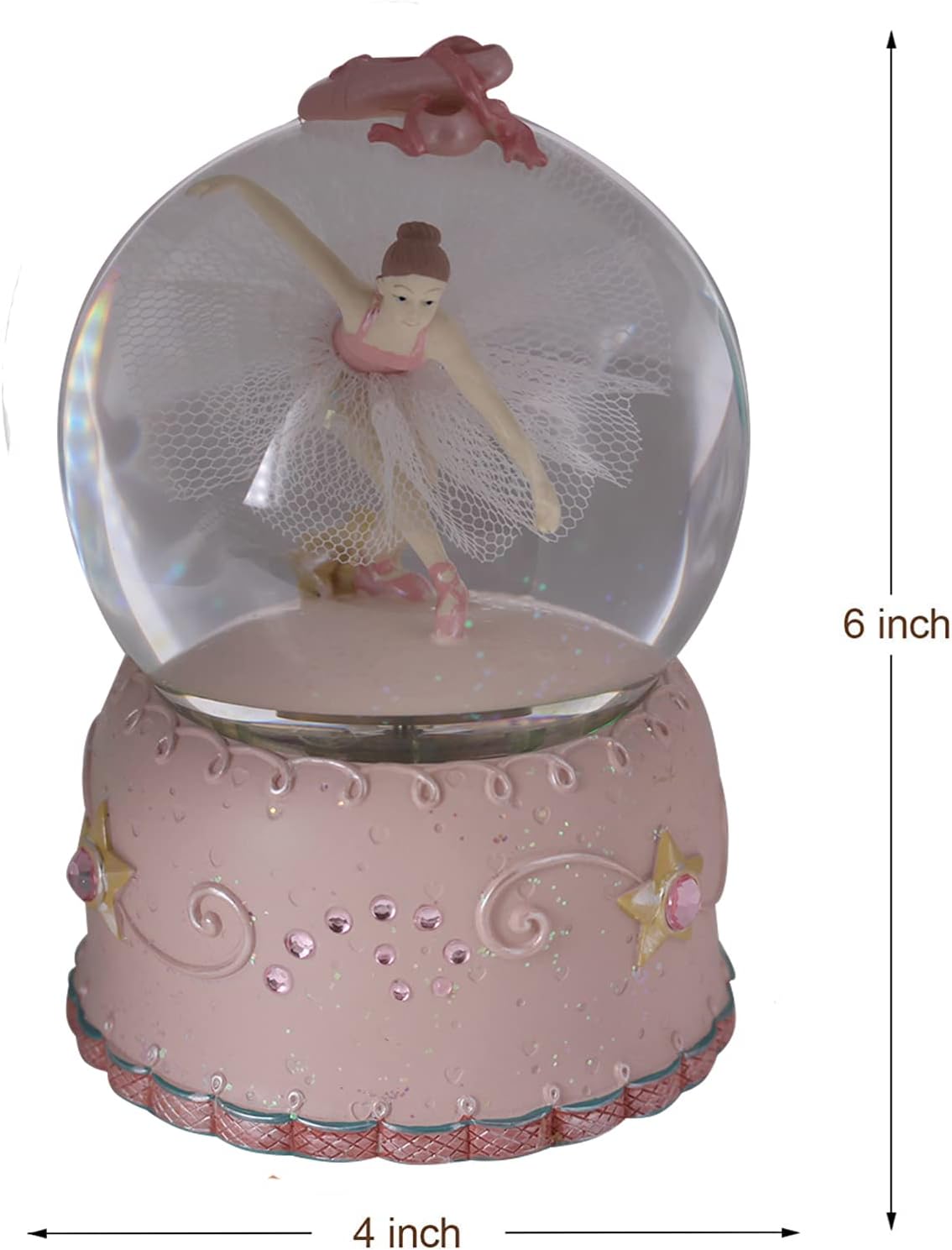 Ballerina Girl Swan Lake Rotate Musical Snow Globe with Automatic Snowfall and Colorful Lights (Swan Lake)