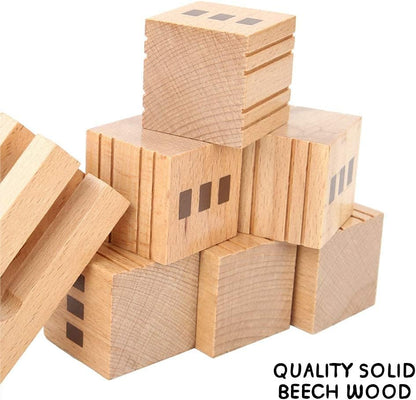 Xylolin Wooden Castle Building Blocks Set, Big Solid Beech Wood Toddlers Stacking Block Toy, Kids Construction Playset for Boys Girls 69 Pieces Set