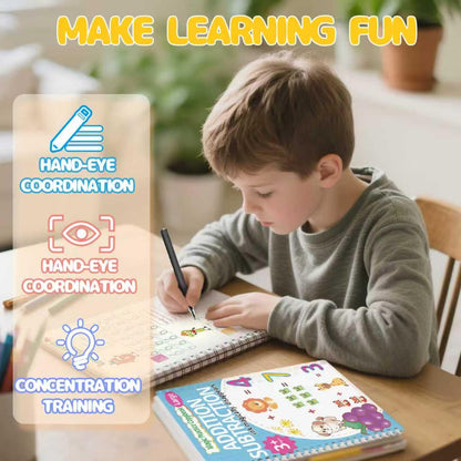 Magic Grooved Writing Practice for Kids 3-8,Grooved Handwriting Practice for Kids,8 Reusable Grooved Writing Books for Preschoolers Homeschooling, Letter, Number Tracing,Math,Drawing Activities