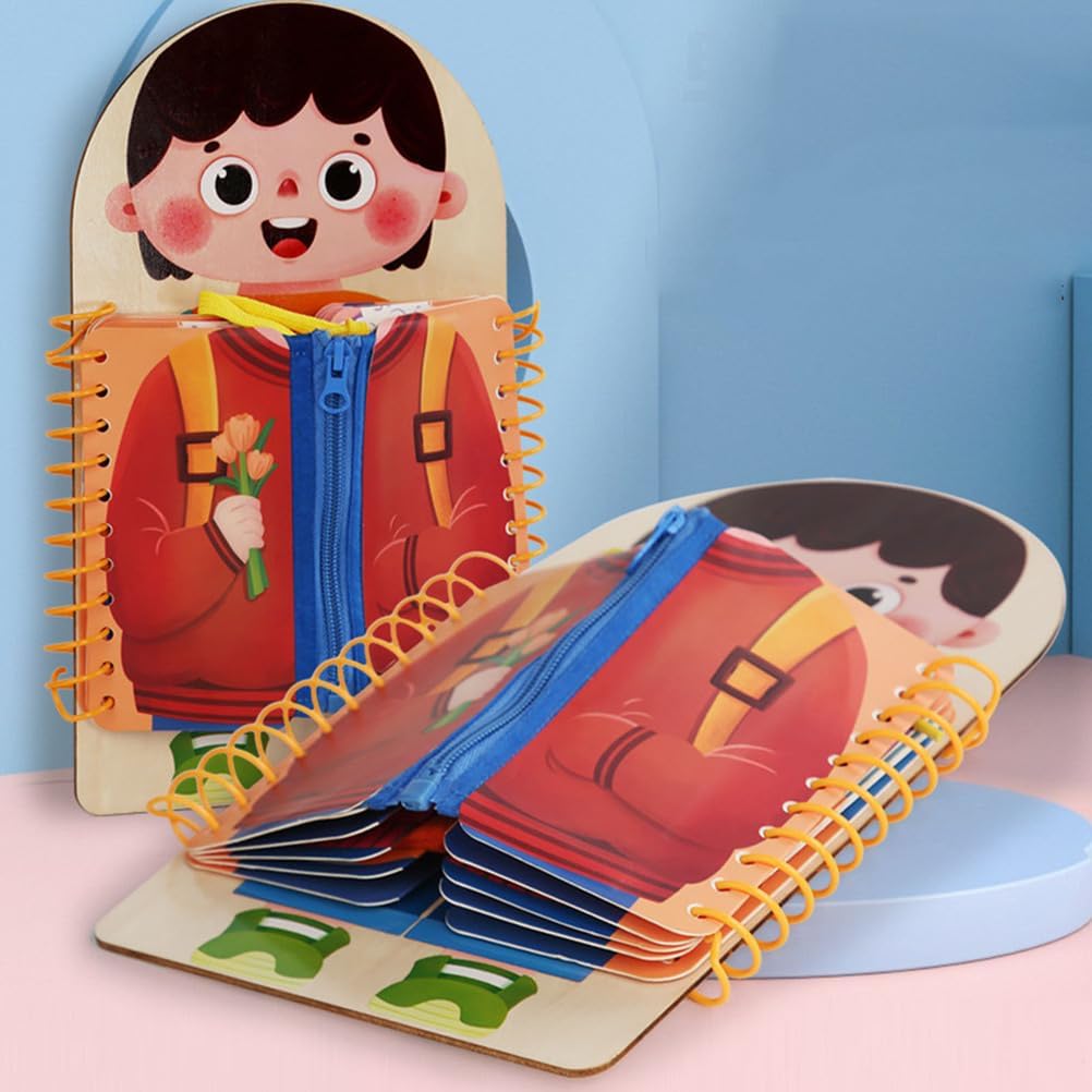 Montessori Wooden Multi-Layer Dressing Busy Board, Life Skills Toy for Toddlers