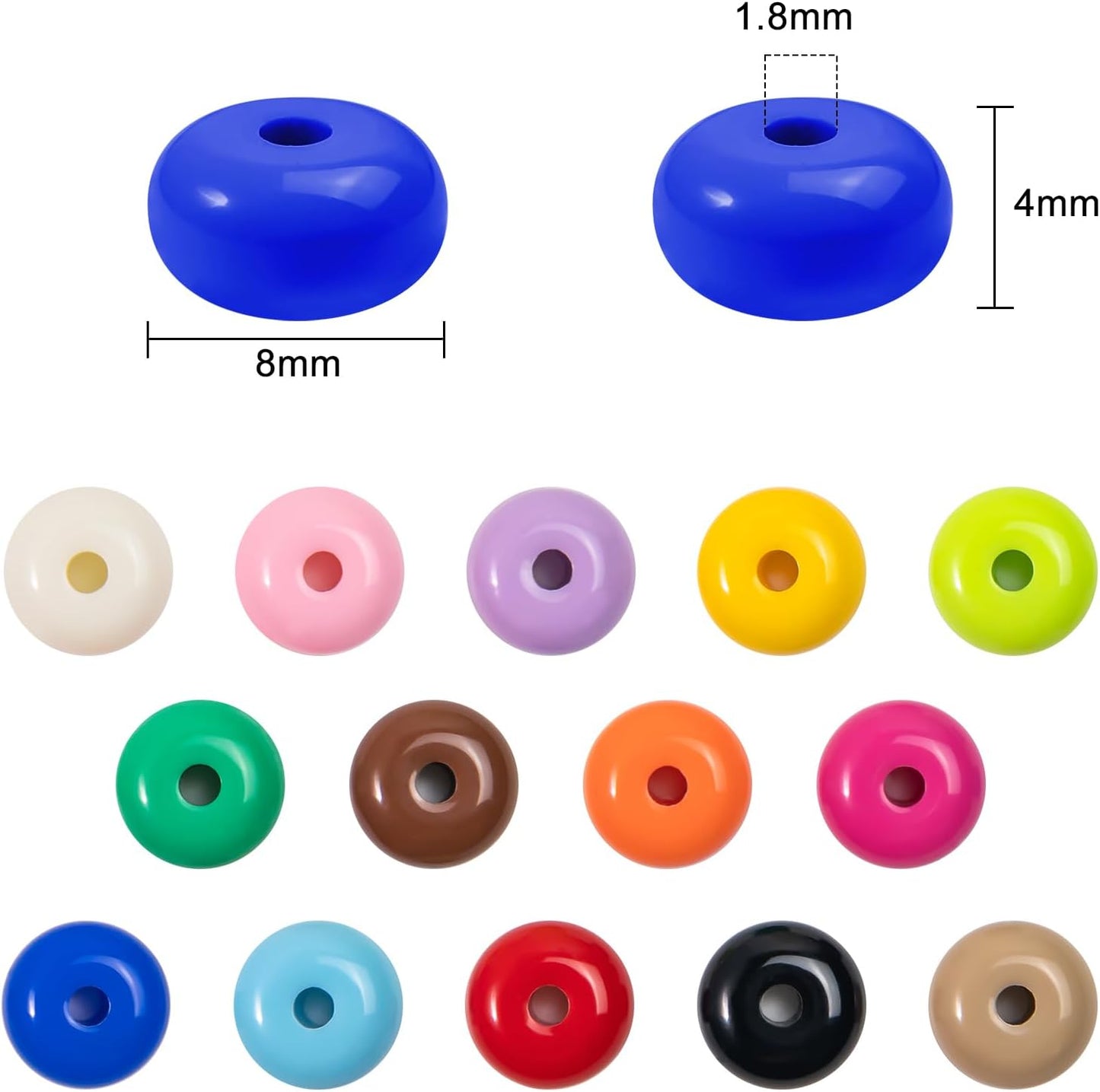 500PCS 8mm Acrylic Lentil Beads, White Abacus Beads Loose Beads for Crafts, Acrylic Spacer Beads for Jewelry Bracelet Necklace Making, Beads for Pens Charms Crafts, Small