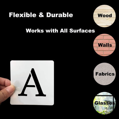3 Inch Alphabet Letter Stencils for Painting - 70 Pack Letter and Number Stencil Templates with Signs for Painting on Wood, Reusable Letters and Numbers Stencils for Chalkboard Wood Signs & Wall Art