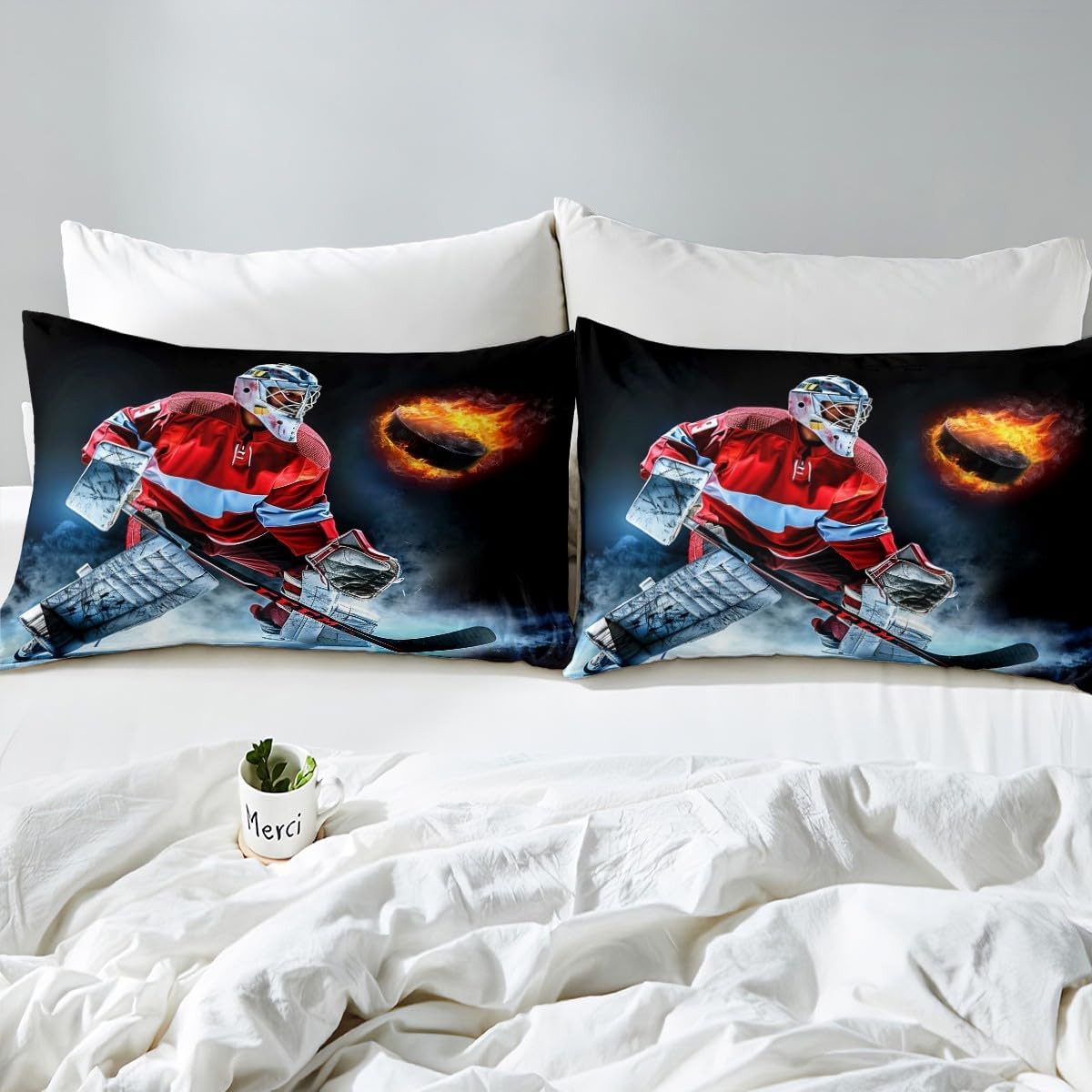 Manfei Musical Kids Fitted Sheet Full Size, MusicalGuitar Radio Drum Kit Headset Print Bedding Set 3pcs for Boys Girls, Rock Music Bed Cover with 2 Pillowcases, Soft Polyester Bedding, No Top Sheet