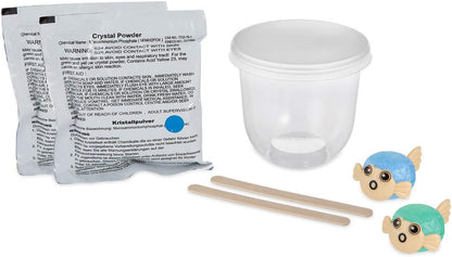 MindWare Crystal Growing Kits: Puffer Fish Set of 2 – Cute DIY Crystal Growing Kits for Kids & Teens – Funky mini Science Experiment in an 8pc kit – Crystals Grow in 24 Hours