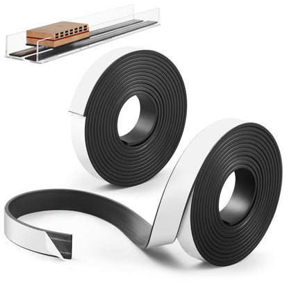 Sabary 2 Roll Monopolar Magnetic Tape 10 feet x 0.8 Wide x 0.12 Thick with Strong Adhesive Backing Anisotropic Flexible Magnetic Strip for Maglev Train Science Project