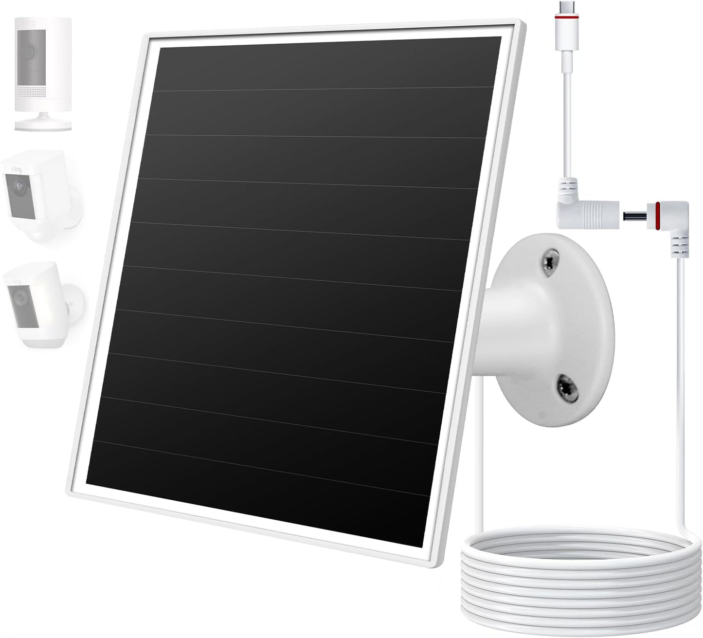 6W Solar Panel for Outdoor Security Camera with Micro USB & USB - C Port, Solar Panel Charger for Battery Camera, Fits Wyze/Reolink DC 5V Output, IP65/360° Adjustable, 9.8ft Cable, Fast Charging