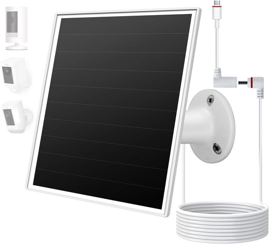 6W Solar Panel for Outdoor Security Camera with Micro USB & USB - C Port, Solar Panel Charger for Battery Camera, Fits Wyze/Reolink DC 5V Output, IP65/360° Adjustable, 9.8ft Cable, Fast Charging