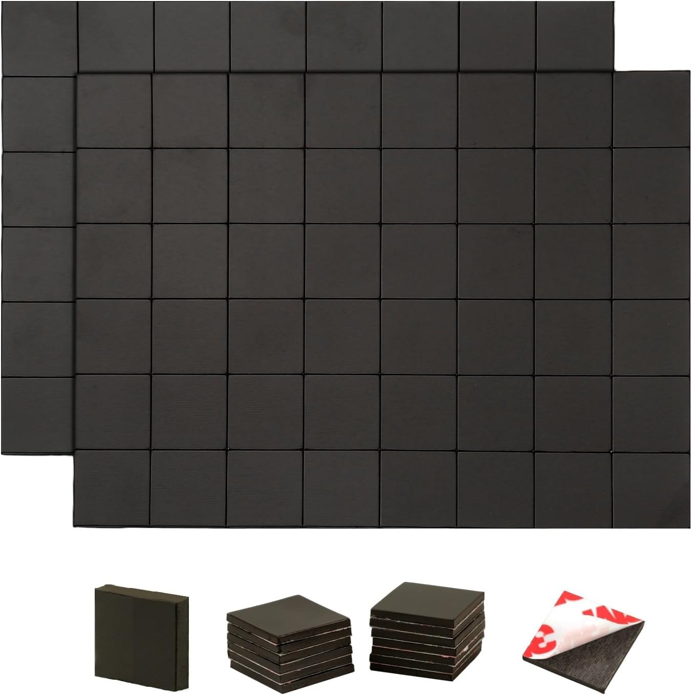 Magnetic Squares with Adhesive Backing(36PCS Each 1.5" x1.5"),Pre-Cut Self Sticky Magnets as Back to School Supplies,Peel and Stick for Cards/Picture/Poster (80mil Magnet)