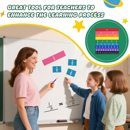 6 Sets Magnetic Fraction Tiles for Classroom EVA Foam Manipulatives CCSS, STEM, ASTM Rainbow Fraction Tiles Math Learning Manipulatives Set Fraction Bars for Preschool Elementary School