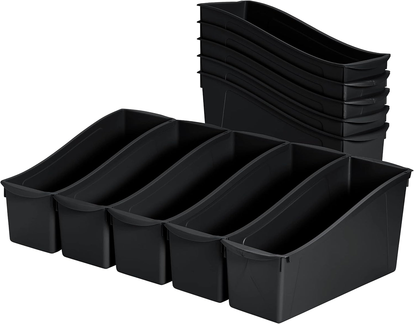 ECR4Kids Linking Plastic Storage Book Bin, Multipurpose Organization, Neon Purple, 10-Piece
