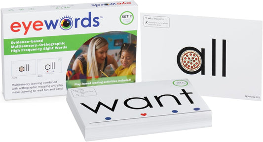 Sight Word & Phonics Flash Cards with Sound Mapping, Set 2 (High-Frequency Words 51–100), Picture-Embedded, Multisensory Learning, Pre-K–Grade 3, Homeschool & Classroom Use, Model EW-26